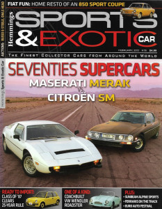 HEMMINGS SPORTS & EXOTIC CAR 2012 FEB - MASSERATI MERAK vs CITROEN SM, FIAT 850
